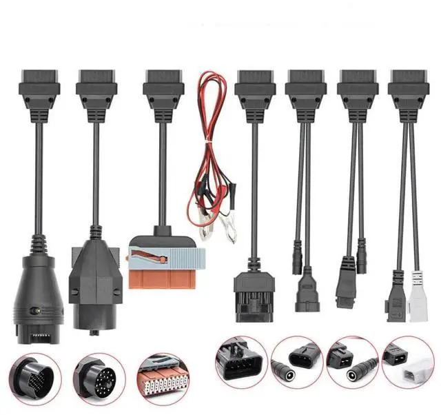 Main image of Full Set 8 Cables Connector Adapter for Truck Car OBD OBD2 Diagnostic Scanner Scan Tool (8pcs for car)