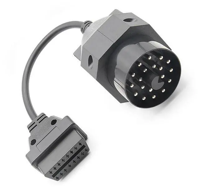 Alt view image 2 of 5 - 20 Pin OBD to 16 Pin OBD2 Cable Adapter Male to Female Round Diagnosis Cord for BMW E36 E46 E38 E39 E53 X5 Z3