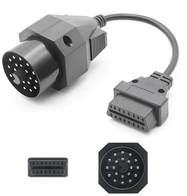 Alt view image 4 of 5 - 20 Pin OBD to 16 Pin OBD2 Cable Adapter Male to Female Round Diagnosis Cord for BMW E36 E46 E38 E39 E53 X5 Z3