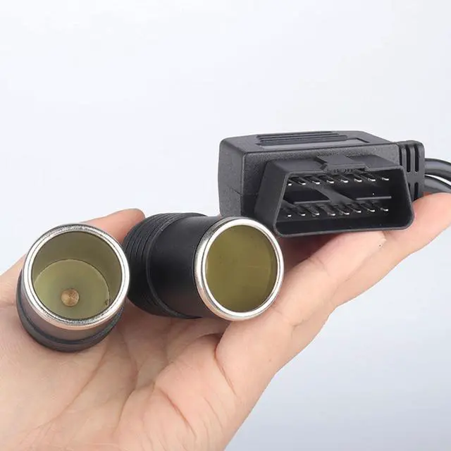 Alt view image 3 of 4 - 16-Pin Auto Car OBD2 Port to Dual Cigarette Lighters Female Sockets Adapter Cable with Switch for Vechile Car Extension Power Supply 1.8FT/50cm