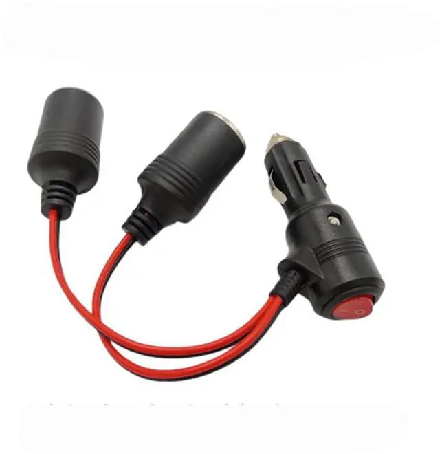 Main image of Vehicles High-power 1/2 Cigarette Lighter 2 x 10A Female Seat Power Supply Cable with Switch and 15A Fuse, 0.65FT/20CM