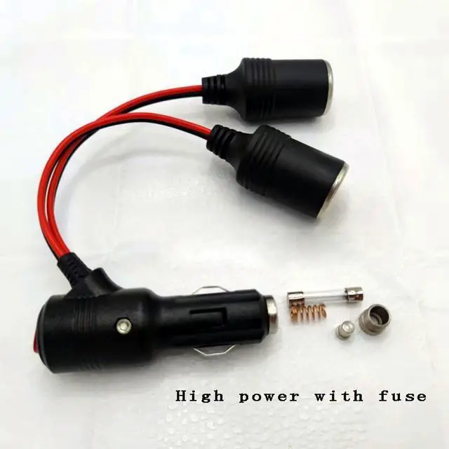 Alt view image 3 of 4 - Vehicles High-power 1/2 Cigarette Lighter 2 x 10A Female Seat Power Supply Cable with Switch and 15A Fuse, 0.65FT/20CM