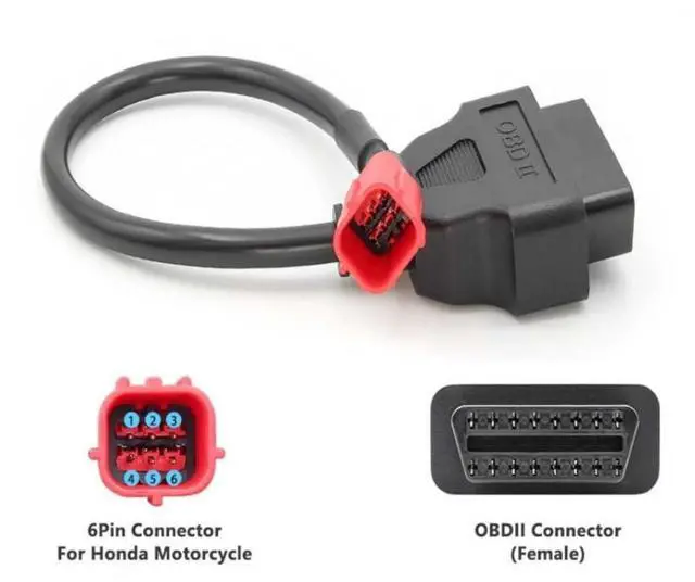 Alt view image 2 of 5 - 16Pin OBD2 to 6Pin Connector Adapter Cable for Motorcycle, Compatible with CBR1000RR/CBR600RR/VFR 800/CRF1000/CB1100/NC750 from 2017, Works with ELM327 OBD2 Scanner/Code Reader