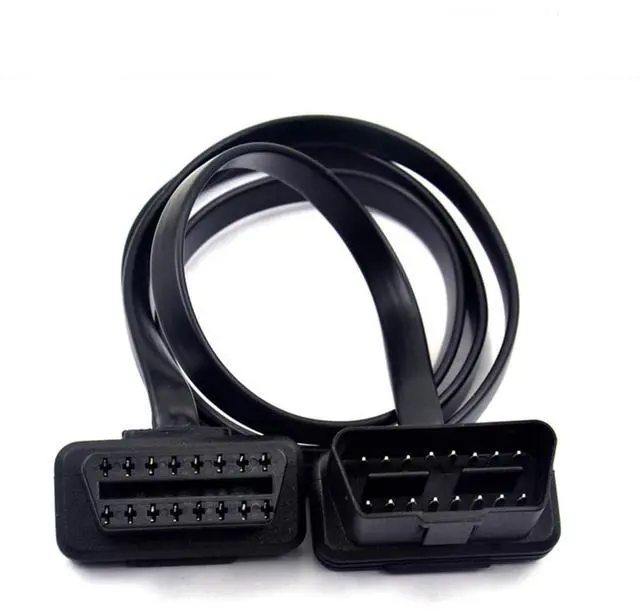 Main image of Auto Car OBD2 Male to OBD Female 16 Pin J-1962 Flat Thin Extension Cable Diagnostic Tool, 2FT/60cm