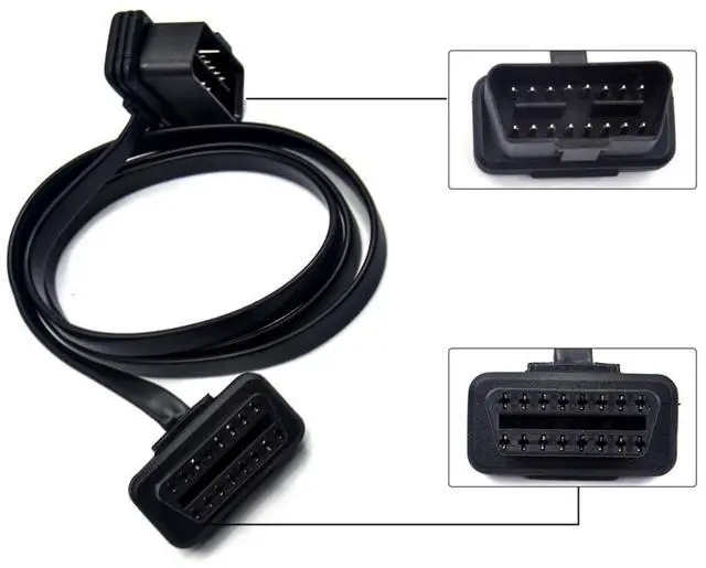 Alt view image 2 of 4 - Auto Car OBD2 Male to OBD Female 16 Pin J-1962 Flat Thin Extension Cable Diagnostic Tool, 2FT/60cm