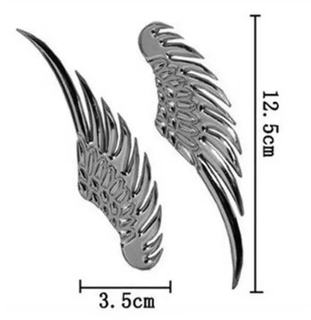 Alt view image 3 of 4 - 2Pcs Metal 3D Sticker with 3M Fixed for Cars, Angel's Wings Style (Gold)