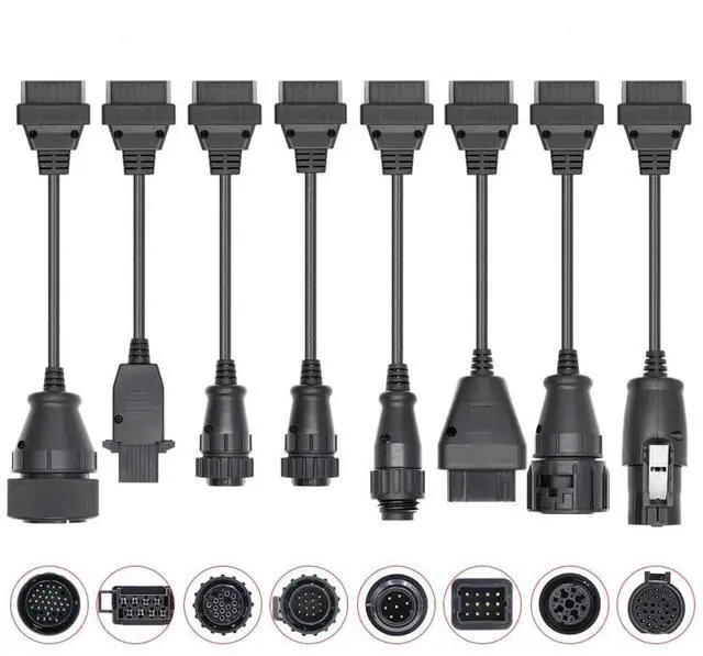 Main image of Full Set 8 Cables Connector Adapter for Truck Car OBD OBD2 Diagnostic Scanner Scan Tool (8pcs for truck)