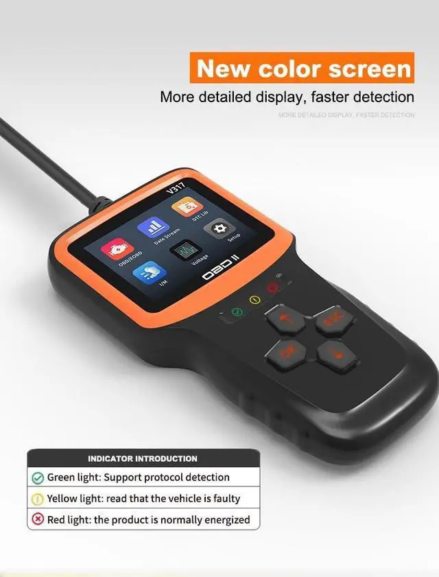 Alt view image 3 of 7 - Car OBD/EOBD Diagnostic Tool OBD2 Color Screen Multi Language Automotive Battery Voltage Fault Detector Scanner