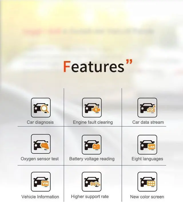 Alt view image 6 of 7 - Car OBD/EOBD Diagnostic Tool OBD2 Color Screen Multi Language Automotive Battery Voltage Fault Detector Scanner