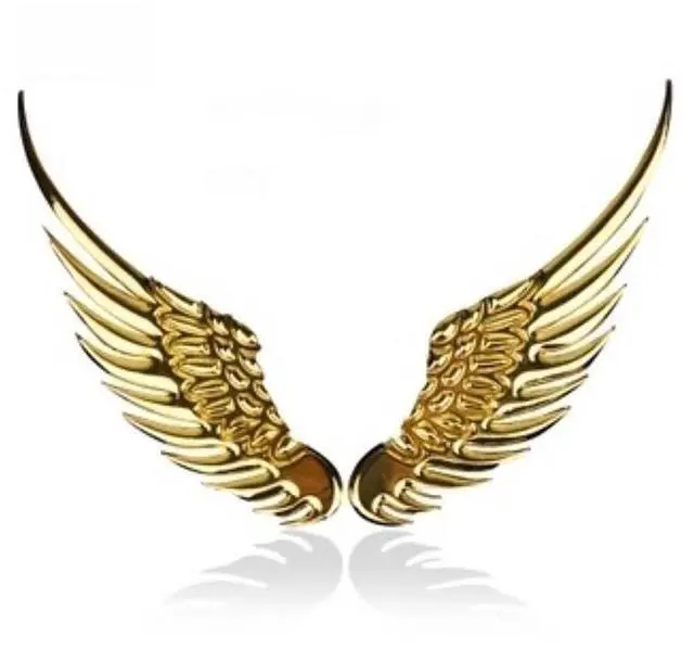 Main image of 2Pcs Metal 3D Sticker with 3M Fixed for Cars, Angel's Wings Style (Gold)