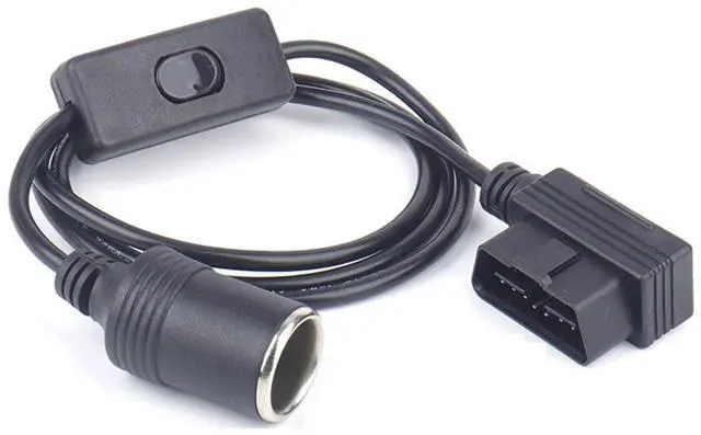 Alt view image 3 of 3 - 16-Pin Auto Car OBD2 Port to Cigarette Lighter Female Socket Adapter Cable with Switch,  for Vechile Car Extension Power Supply, 3.28FT/100cm