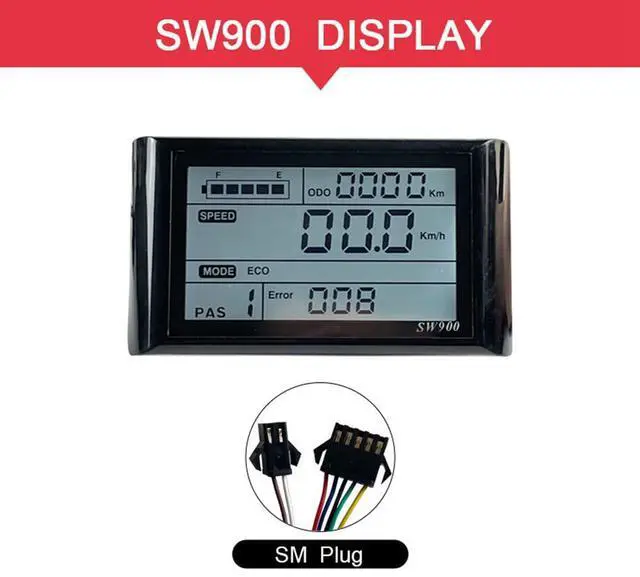 Alt view image 2 of 7 - Midautoo Ebike SW900 LCD Display Control Speed Meter Plug Record Instrument Control/Setting 24-72V