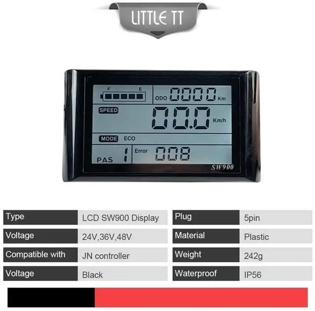 Alt view image 4 of 7 - Midautoo Ebike SW900 LCD Display Control Speed Meter Plug Record Instrument Control/Setting 24-72V