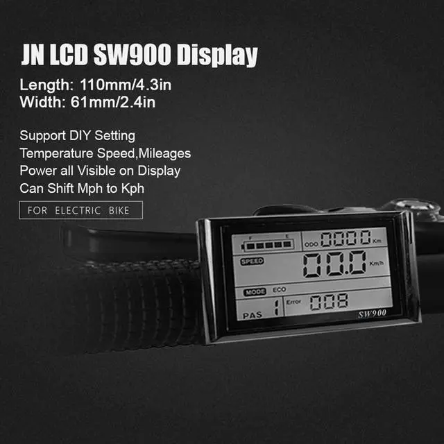 Alt view image 6 of 7 - Midautoo Ebike SW900 LCD Display Control Speed Meter Plug Record Instrument Control/Setting 24-72V