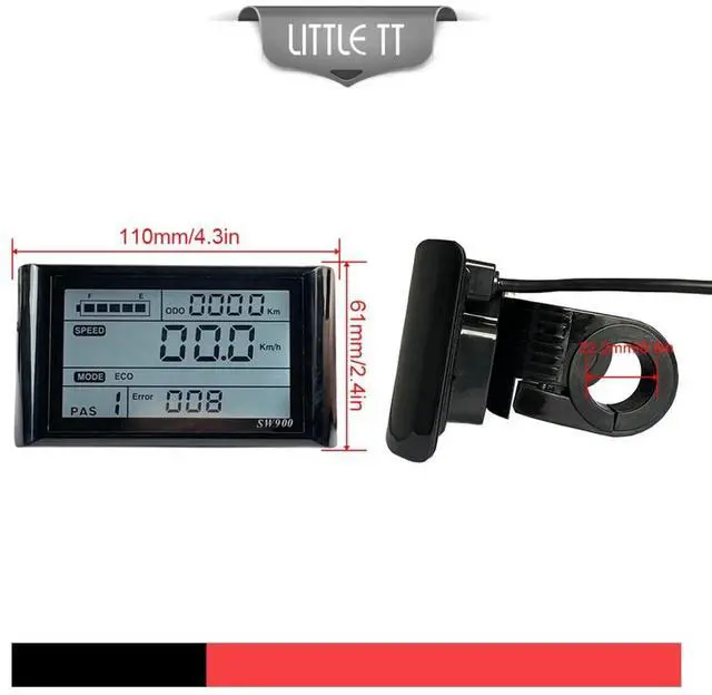 Alt view image 7 of 7 - Midautoo Ebike SW900 LCD Display Control Speed Meter Plug Record Instrument Control/Setting 24-72V