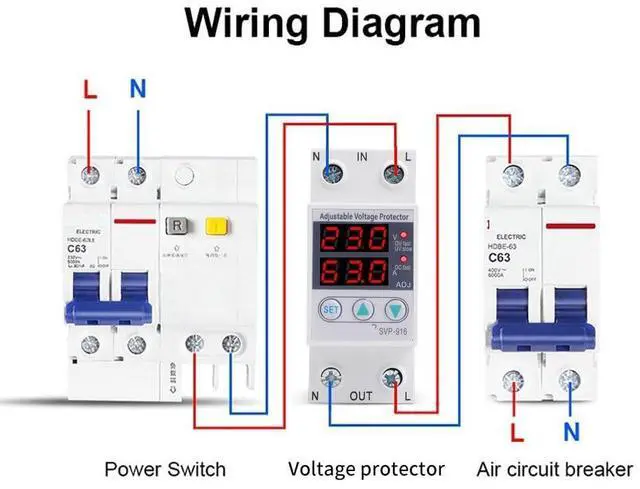 Alt view image 2 of 6 - Protection 63A 220V Din Rail Adjustable Voltage Protector Relay with Over Current Protection (Size : 63A 220V)
