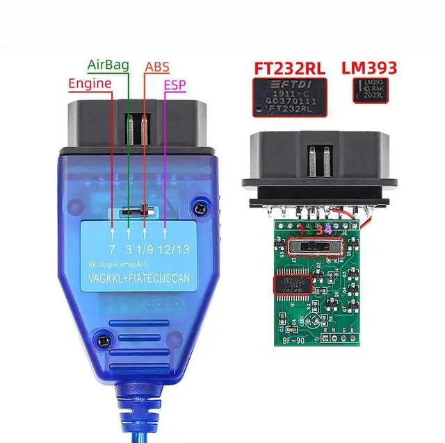 Alt view image 2 of 7 - Car Ecu Scan Tool 4 Way Switch FT232RL Diagnostic Cable for VAG KKL 409.1+ for Fiat ECU Interface