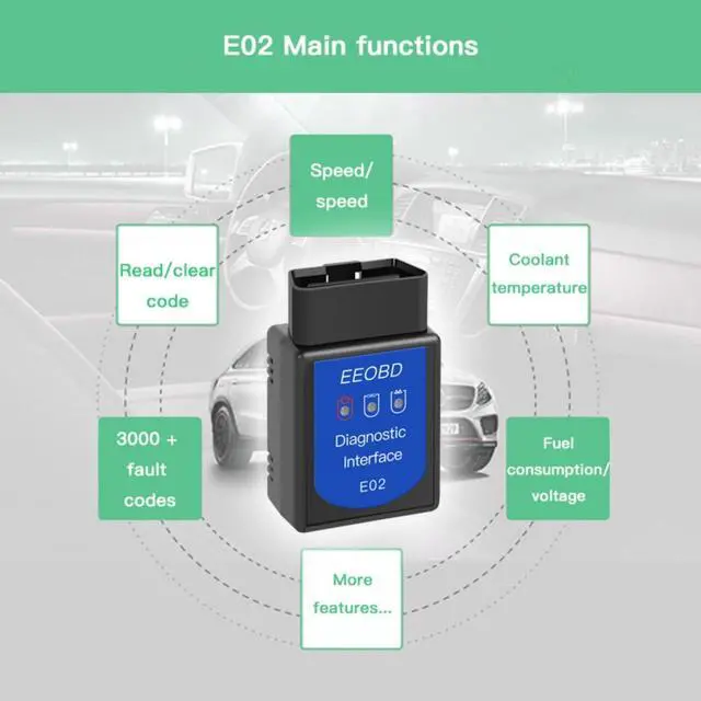 Alt view image 4 of 7 - E02 EEOBD ELM327 V1.5 OBD2 BT Vehicle Scanner Diagnostic Tool, Fault Codes Reader, Support Vehicles 1996 and Updated