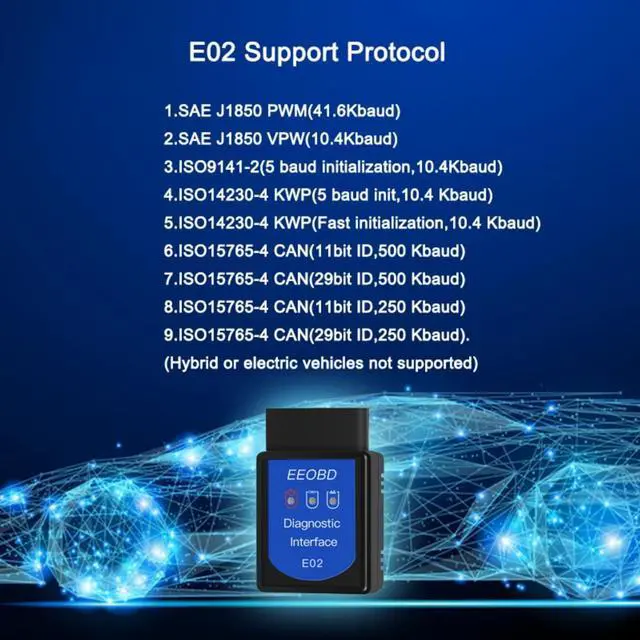 Alt view image 6 of 7 - E02 EEOBD ELM327 V1.5 OBD2 BT Vehicle Scanner Diagnostic Tool, Fault Codes Reader, Support Vehicles 1996 and Updated