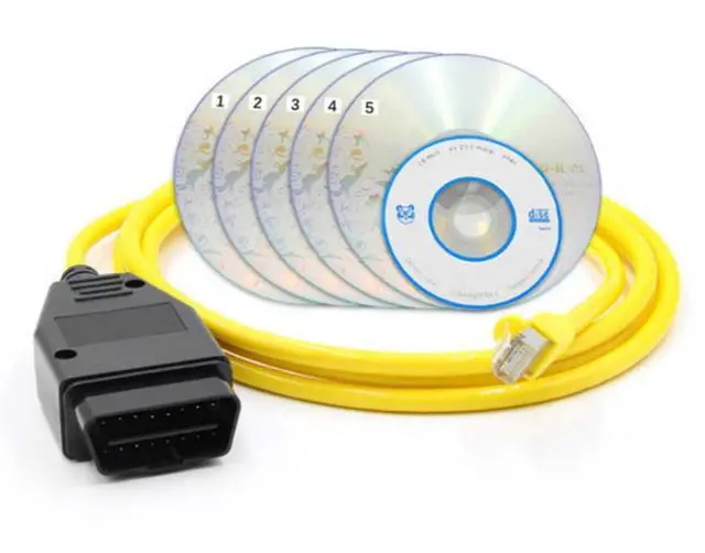 Alt view image 5 of 7 - 8.2ft Single Module Programming or Modules Hiding ENET Data Cable for B-M-W Coding F-Series Diagnostic Tools Ethernet to OBD Interface