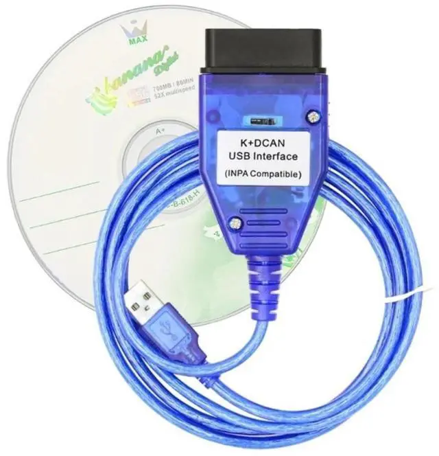 Main image of FT232RL OBD2 Diagnostic USB Interface Cable Adapter Compatible with K + D CAN E60 E61 E70 E81 E83 E87 E90 E91 E92 E93 R56 and more (Blue K+DCAN with Switch)