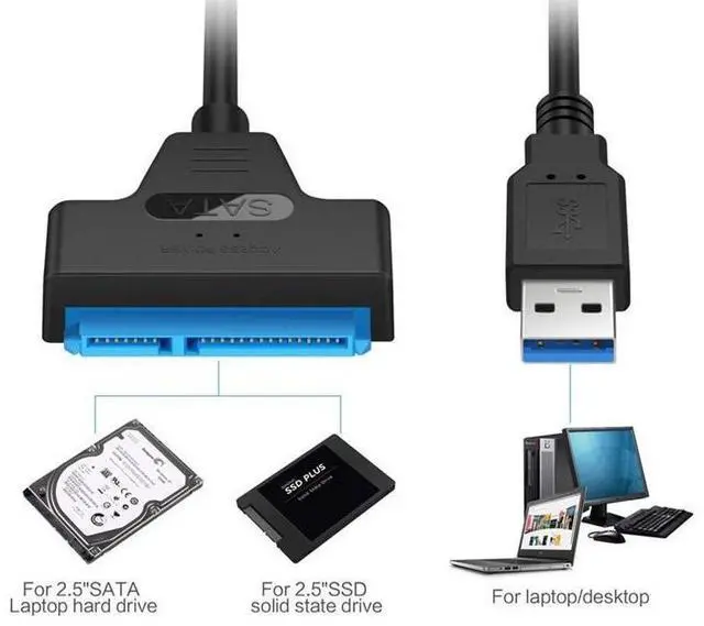 Alt view image 6 of 6 - SATA to USB 2.0 Easy Drive Cable, Hard Disk Read Connection Converter Adapter Cable for Desktop Laptop 2.5/3.5-inch SSD Solid State / Mechanical Hard Disk