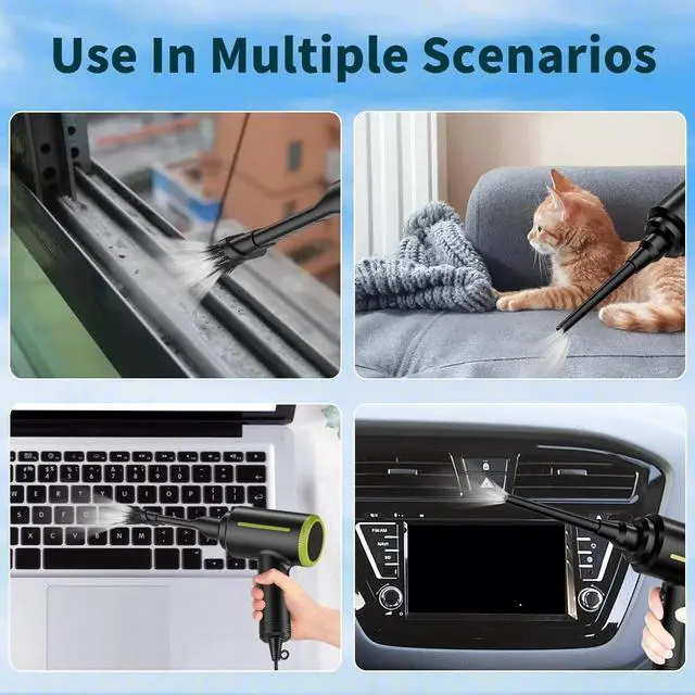 Alt view image 4 of 5 - DOROBEEN Compressed Electric Air Blower, Handheld 500W 40000RPM Powerful Cored Air Duster for Computer Keyboard Electronics Cleaning