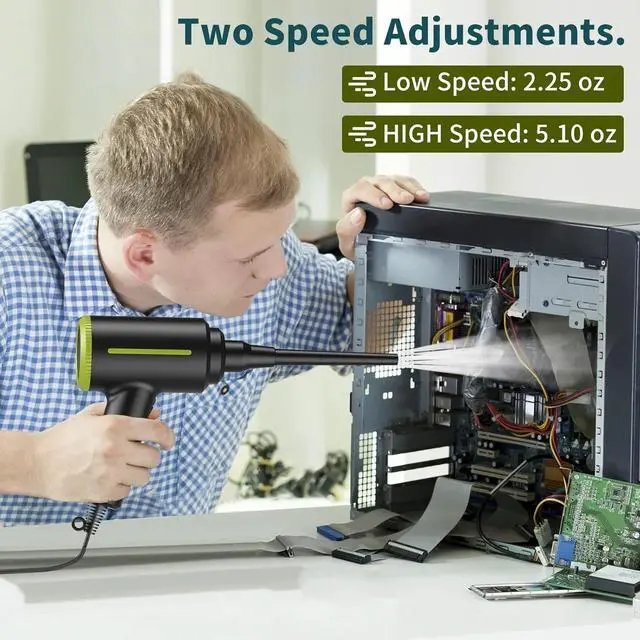 Alt view image 3 of 5 - DOROBEEN Compressed Electric Air Blower, Handheld 500W 40000RPM Powerful Cored Air Duster for Computer Keyboard Electronics Cleaning