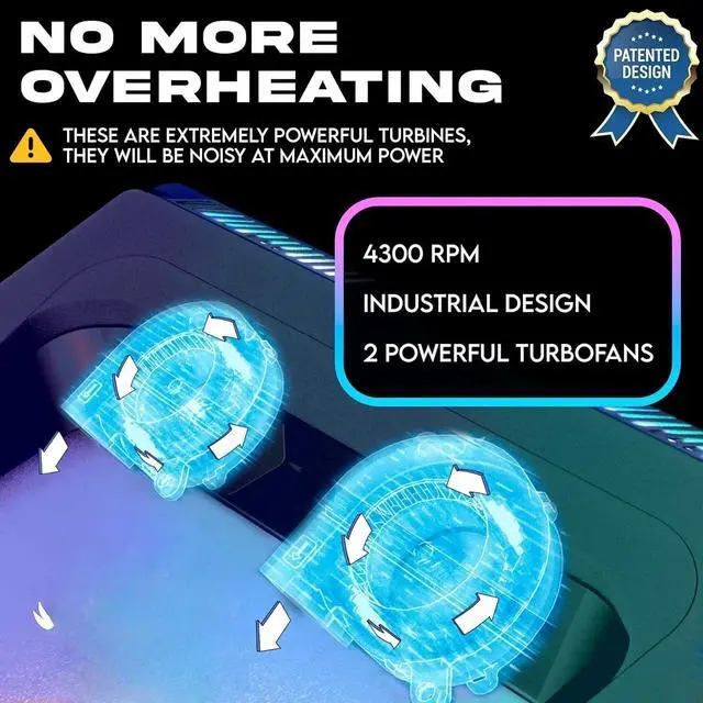 Alt view image 2 of 5 - New | Powerful Turbo-Fan 4300 RPM Laptop Cooler | Sealed Foam for Maximum Performance | Avoid Overheating 14-17.3 in