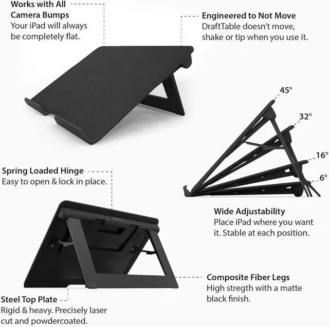 Alt view image 2 of 5 - DraftTable V2 for iPad Pro (Stand only) : Rock-Solid & Adjustable | Tablet Stand Holder Dock for Drawing | iPad, Pro, Air, Mini, Nexus, Kindle