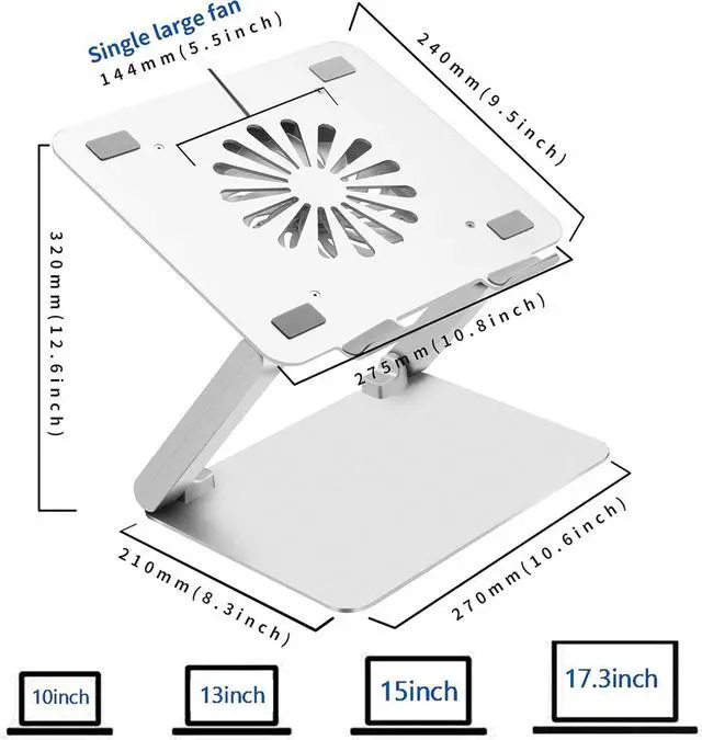 Alt view image 2 of 4 - Laptop Cooling Pad with Low-Noise Fan and 3.0 USB Hubs, Ventilated Laptop Cooler Prevent Overheating, 17 Gaming Notebook Computer