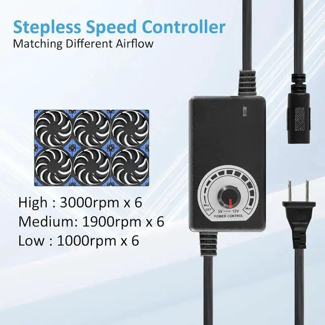 Alt view image 2 of 4 - 120mmx6 720mm Adjustable Computer PC Vent Fans 3V-12V Speed Controller for Flexible Arrange Cabinet Rack Space Window Wall Server