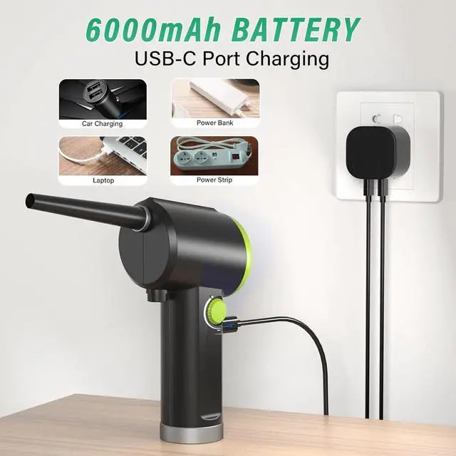 Alt view image 2 of 5 - Cordless Handheld Air Blower, Stepless Speed, 41000RPM, Portable Rechargeable Built-in Battery, Electric Air Duster for Computer Keyboard Electronics Cleaning