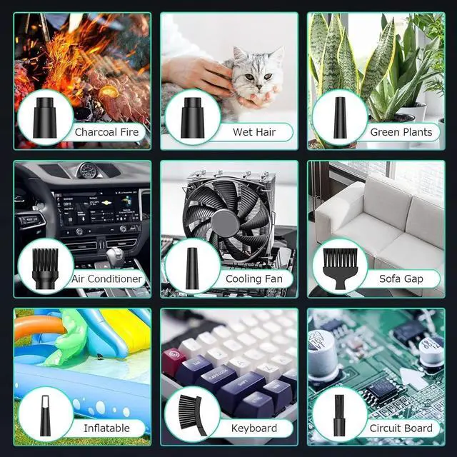 Alt view image 2 of 4 - Compressed Air Duster, 3 Gear Adjustable 110000RPM Electric Air Blow Portable Keyboard Cleaner with LED Light, Rechargeable Dust