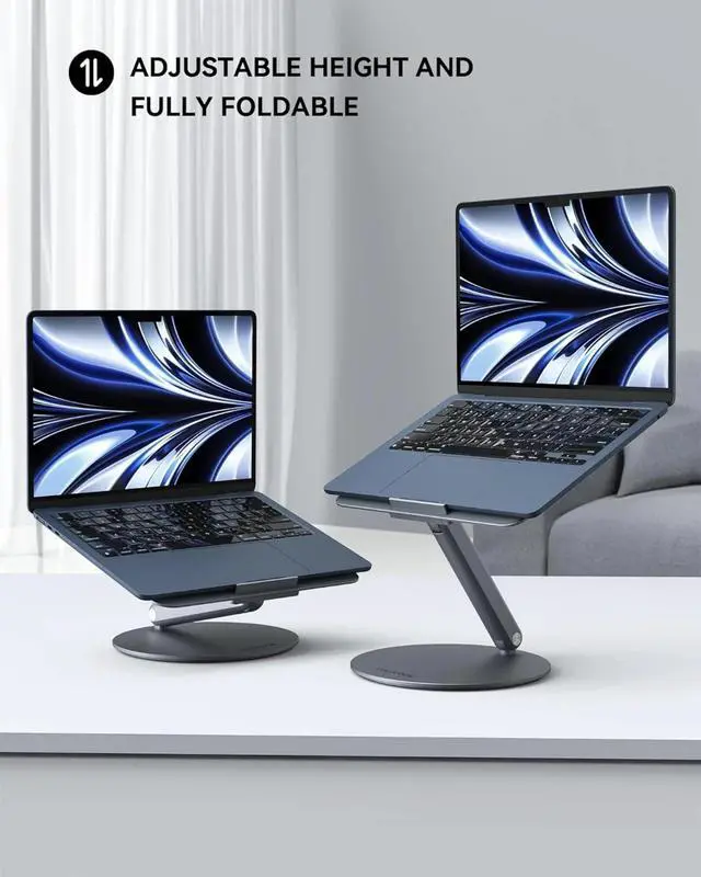 Alt view image 3 of 5 - Upgraded Foldable Full Aluminum Alloy Computer Stand for MacBook Pro/Air, Dell, HP, Lenovo and Other 10-17inch Laptops