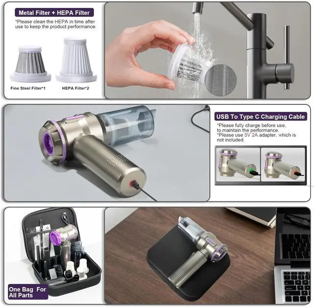 Alt view image 3 of 4 - Electric Air Duster, Mini Vacuum Cleaner Cordless, 2-in-1, 200000RPM, 35mins Runtime, Rechargeable Outdoor Blower with 3 Gear