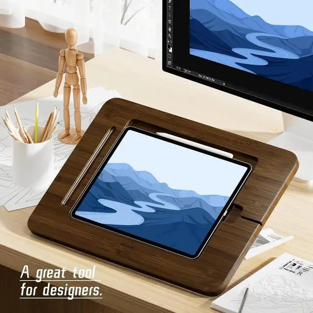 Alt view image 2 of 4 - Tablet Drawing Stand Tablet Holder - Portable & Adjustable 5 Angles,Laptop Stands Riser,Compatible with 12.9/13 inch iPad Pro-3rd-7th Gen