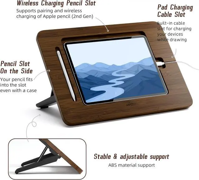 Alt view image 4 of 4 - Tablet Drawing Stand Tablet Holder - Portable & Adjustable 5 Angles,Laptop Stands Riser,Compatible with 12.9/13 inch iPad Pro-3rd-7th Gen
