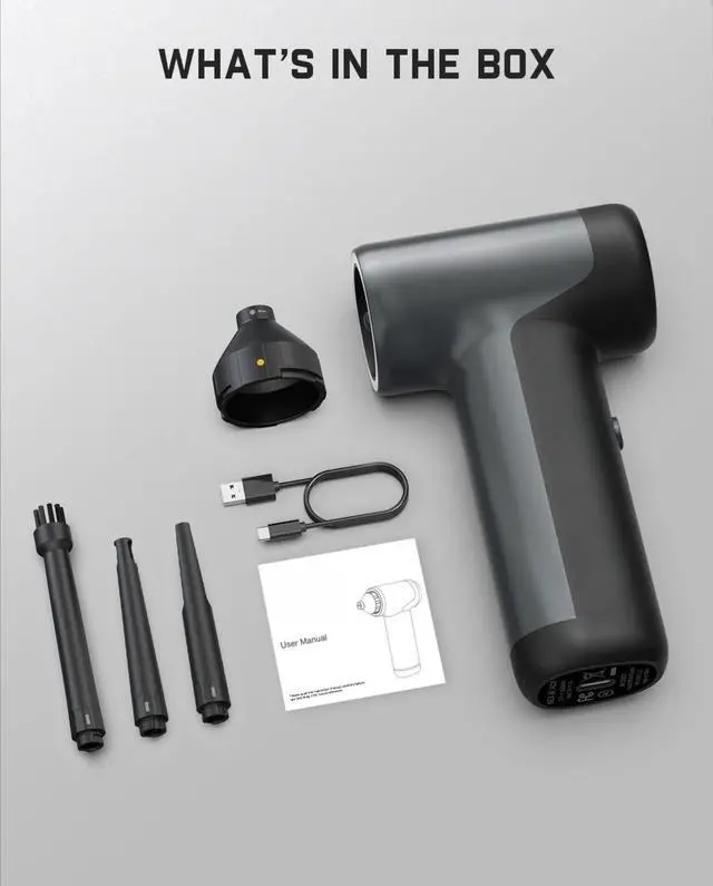 Alt view image 6 of 6 - Compressed Air Duster, 110000RPM Brushless Motor, 2600mAh Rechargeable Battery, LED Light, Air Blower for Keyboard, PC Fans & Housing, Cabinet