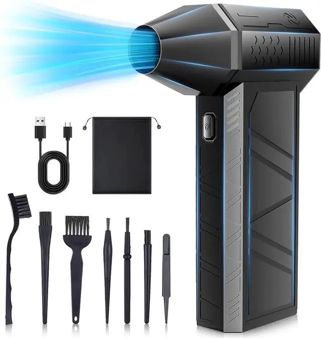 Alt view image 2 of 4 - Electric Air Duster, 3 Gear Adjustable Mini Jet Blower 130000RPM, Adjustable Electric Duster Replace Compressed Air Can Rechargeable