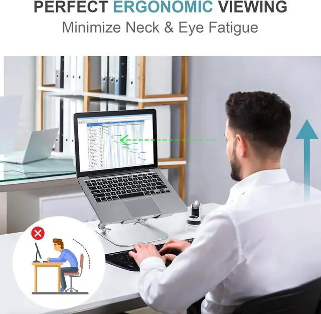 Alt view image 2 of 4 - Adjustable Height Laptop Stand for Desk, Laptop Cooling Pad for 10-15'' Notebook - Bule