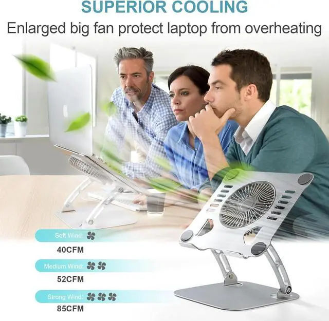 Alt view image 3 of 4 - Adjustable Height Laptop Stand for Desk, Laptop Cooling Pad for 10-15'' Notebook - Bule