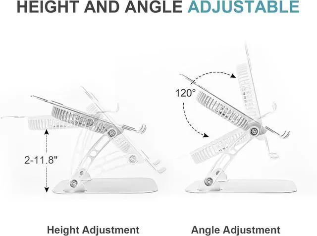 Alt view image 4 of 4 - Adjustable Height Laptop Stand for Desk, Laptop Cooling Pad for 10-15'' Notebook - Bule