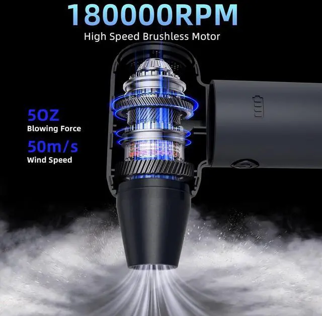 Alt view image 2 of 4 - 3-Gear Electric Portable Air Duster - 180000RPM Jet Dryer Blower, No Canned Air, Jet Fan for Car Dry, Computer Cleaning