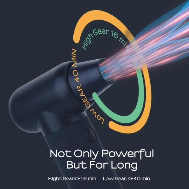 Alt view image 4 of 5 - Compressed Air Duster - Electric Duster for Hair Barber, 3 Gear Mini Portable Jet Dry Air Blower, for PC, Office,Laptop, Keyboard, Black