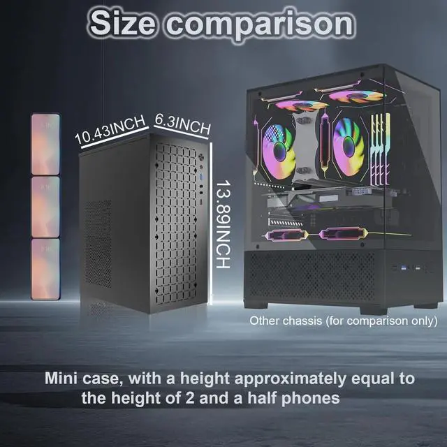 Alt view image 6 of 7 - matx case,High Airflow Micro ATX PC Case, Support MATX, Mini-ITX, Micro ATX case Slim with USB3.0x1 I/O Port, Black with 80MM Fans