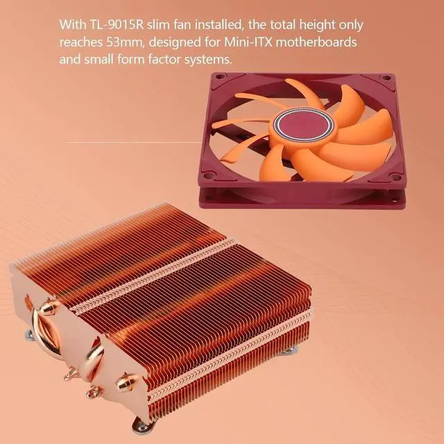 Alt view image 3 of 5 - AXP90-X53 Full Cooper Low Profile CPU Cooler ITX,with 92mm TL-9015R Slim PWM Fan ITX CPU Cooler,AGHP Technolog