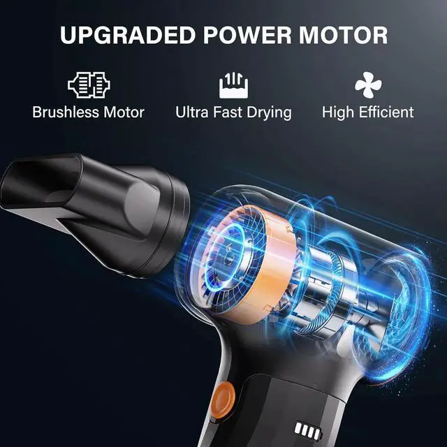 Alt view image 2 of 4 - Compressed Air Duster, 260000RPM Cordless Electric Air Blower with Brushless Motor- 3-Speed Adjustable