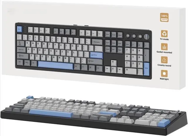 Main image of Wireless Mechanical Keyboard,104 Keys 100% Full Size with Number Pad,Hot Swappable,Bluetooth/2.4GHz/USB-C for Gaming/Typing/Win/Mac/PC (Carbon Black)