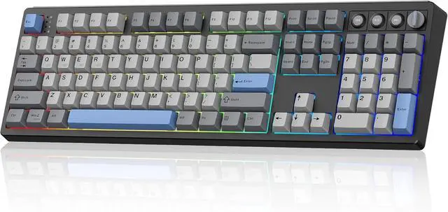 Alt view image 2 of 6 - Wireless Mechanical Keyboard,104 Keys 100% Full Size with Number Pad,Hot Swappable,Bluetooth/2.4GHz/USB-C for Gaming/Typing/Win/Mac/PC (Carbon Black)